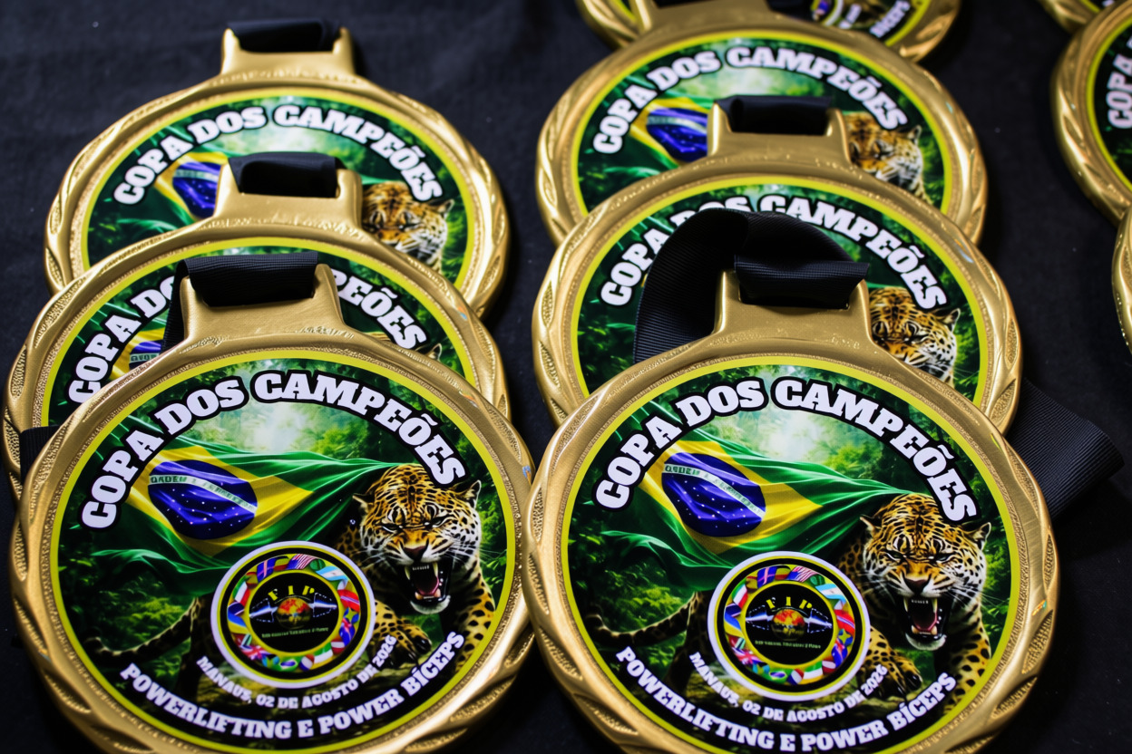 Medalhas douradas da Copa dos Campeões de powerlifting e power bíceps